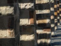 Just Bricks And Mortar At Mission San José, San Antonio Texas. The shadows provide another layer of patterns over the brick pillar